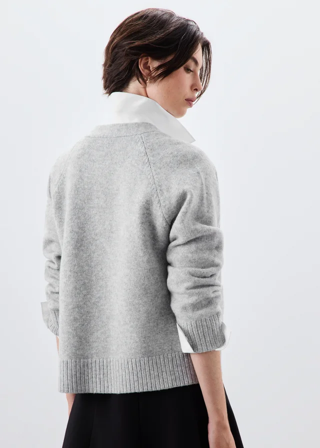 Grey Button Through Boyfriend Cardigan