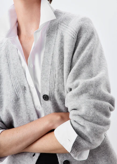 Grey Button Through Boyfriend Cardigan - XS Image 3