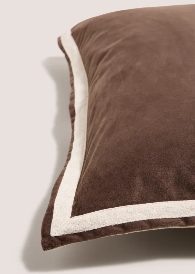Brown Velvet Oxford Edge Cushion