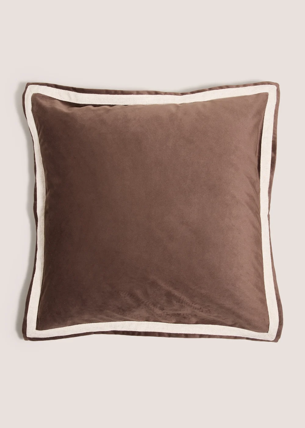 Brown Velvet Oxford Edge Cushion Image 1