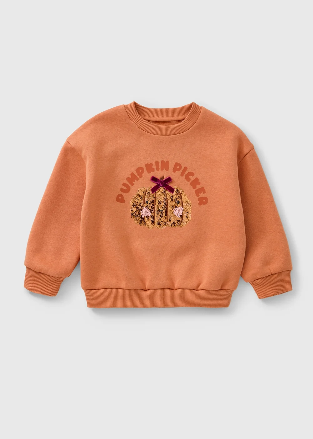 Girls Orange Pumpkin Picker Sweatshirt (1-8yrs) - 1-1.5 Yrs Image 1