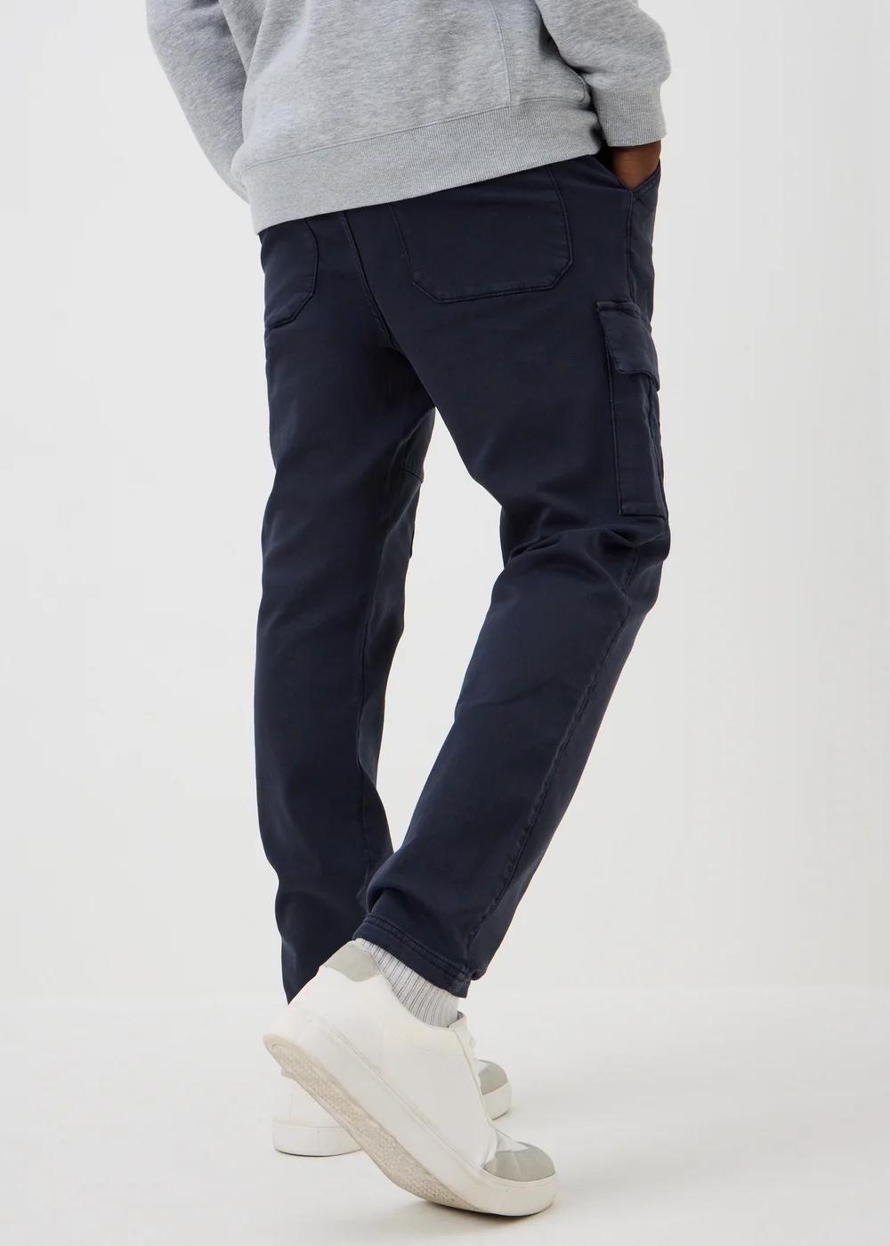 Navy Knitted Cargo Trousers - 30 R Image 2