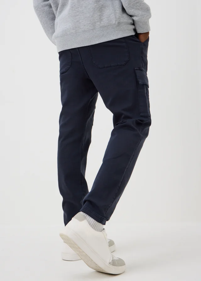 Navy Knitted Cargo Trousers