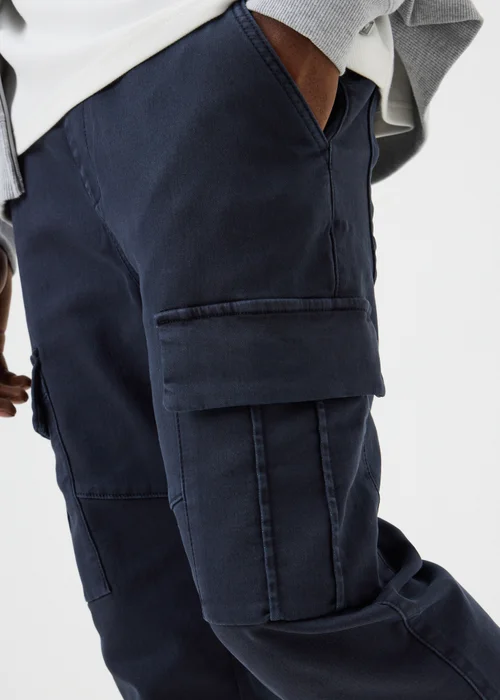 Navy Knitted Cargo Trousers - 30 R Image 3