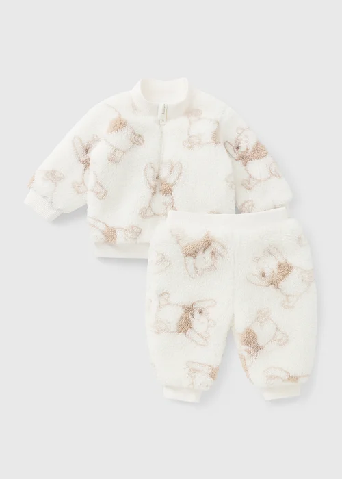 Disney Winnie The Pooh Baby Cream Borg Top & Bottoms Set (0-12mths) - Up to 1 Month Image 1