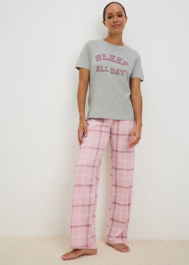 Grey Sleep All Day Checked Pyjama Set