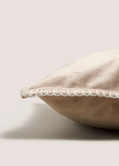 Neutral Stitch Velvet Cushion Image 2