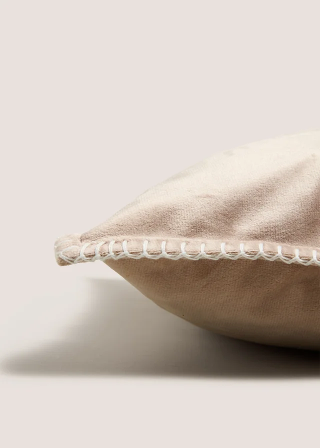 Neutral Stitch Velvet Cushion