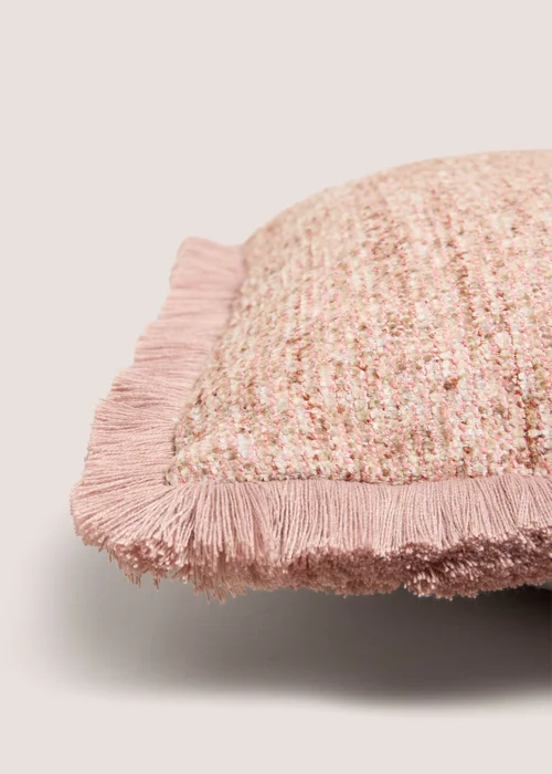 Pink Chenille Fringe Cushion Image 2