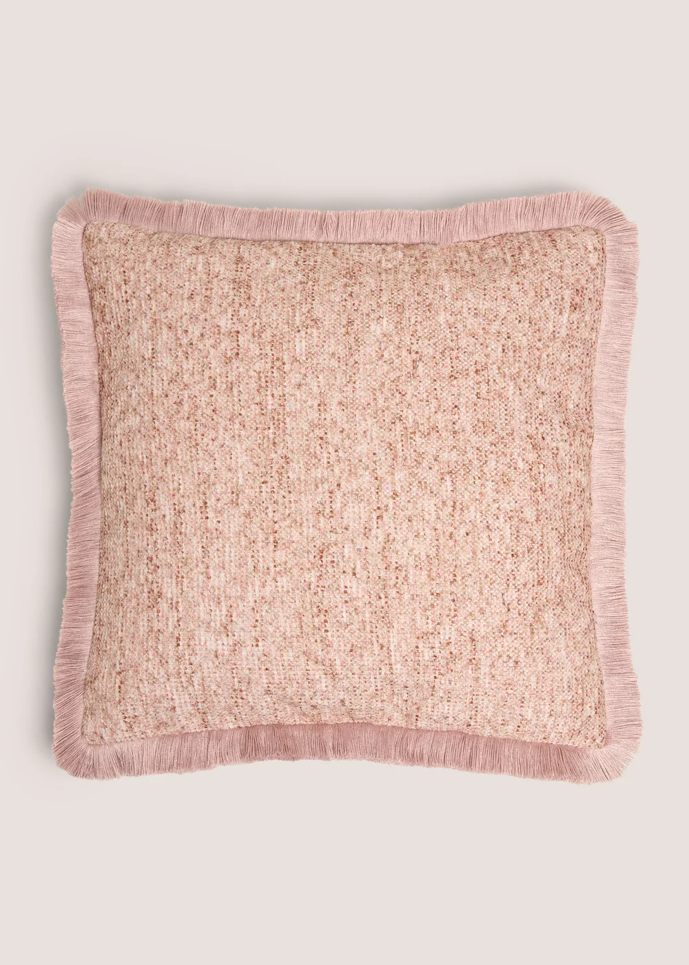 Pink Chenille Fringe Cushion Image 1
