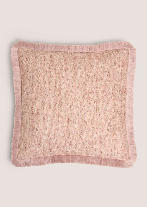 Pink Chenille Fringe Cushion Image 1