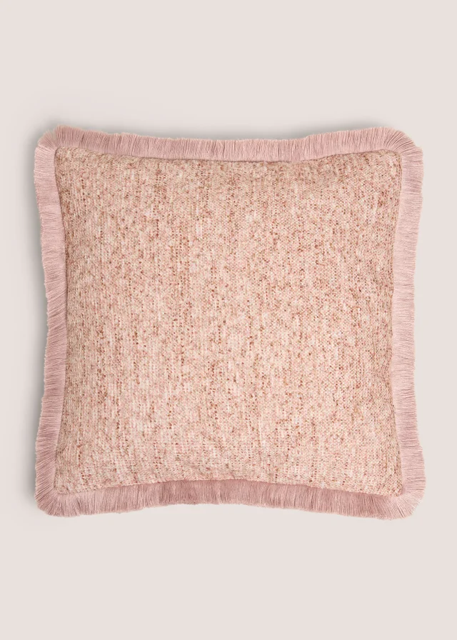 Pink Chenille Fringe Cushion