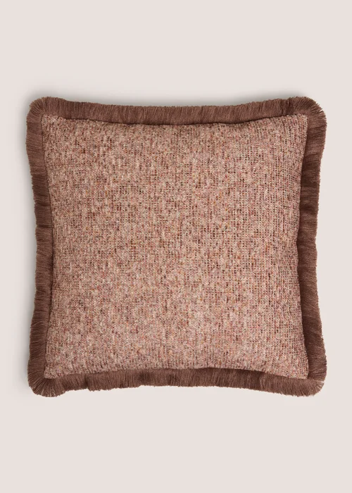 Orange Chenille Fringe Cushion Image 1