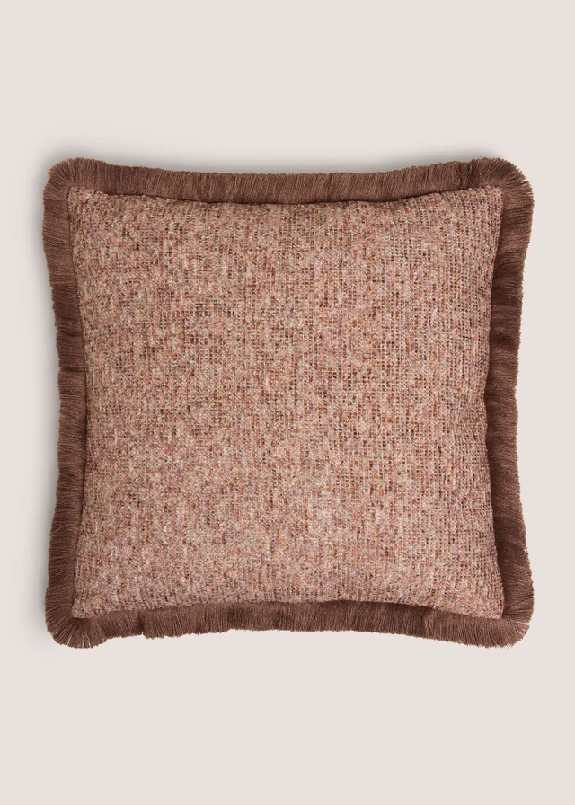 Orange Chenille Fringe Cushion
