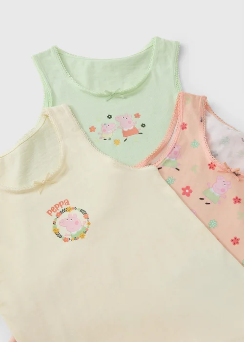 3 Pack Peppa Pig Girls Multicolour Vests (1-5yrs) - 1-1.5 Yrs Image 2