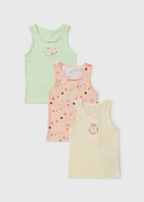 3 Pack Peppa Pig Girls Multicolour Vests (1-5yrs) - 1-1.5 Yrs Image 1