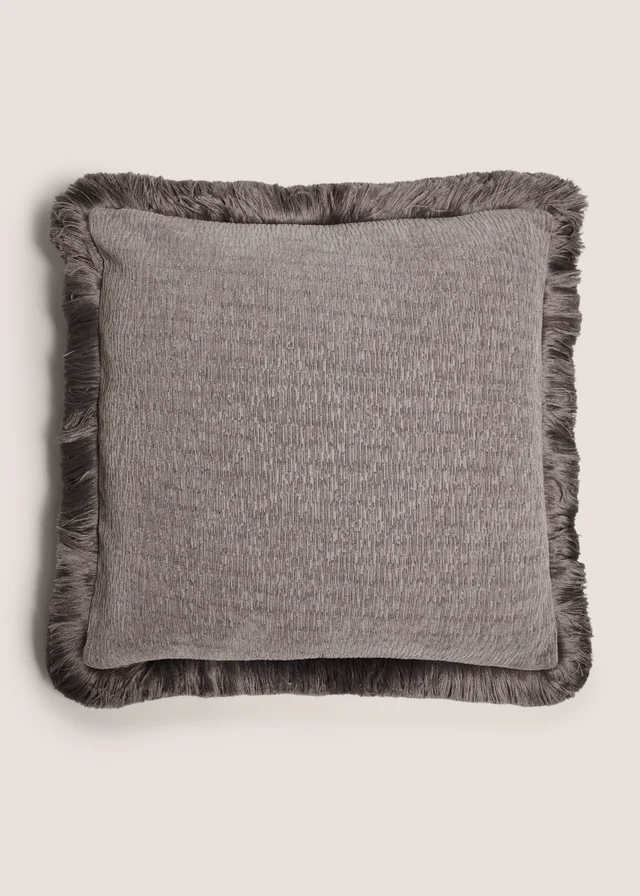 Grey Fringe Cushion