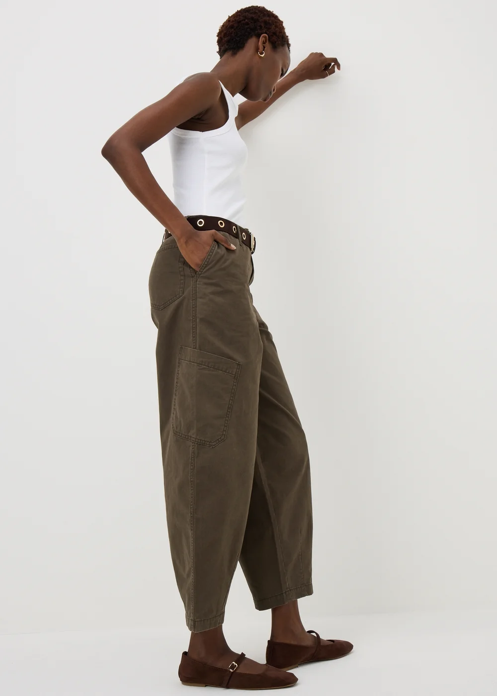 Brown Utility Barrel Leg Trousers - 8 Image 1