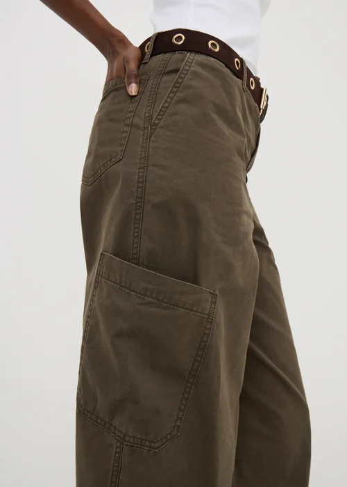 Brown Utility Barrel Leg Trousers - 8 Image 3