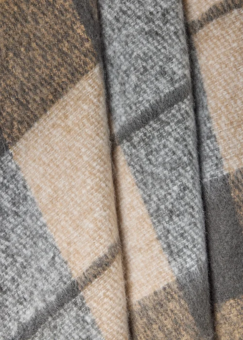 Faux Mohair Brown Checked Throw Image 2
