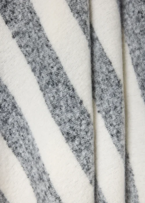 Faux Mohair Grey Stripe Throw Image 2