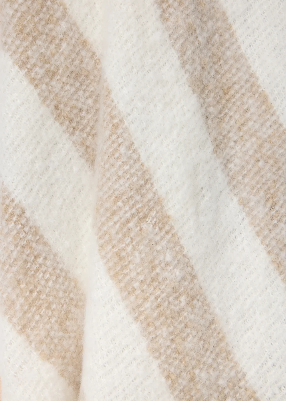 Faux Mohair Beige Stripe Throw Image 2