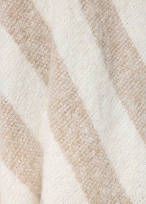 Faux Mohair Beige Stripe Throw Image 2