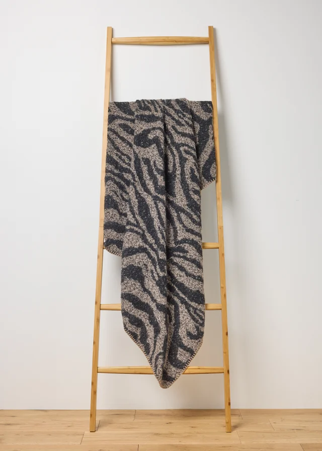Faux Mohair Zebra Print Throw