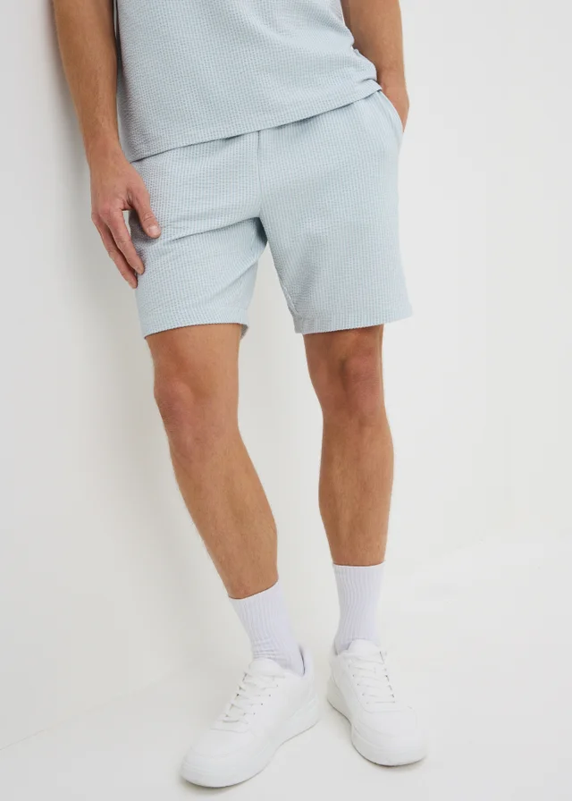 Blue Seersucker Stripe Co Ord Shorts