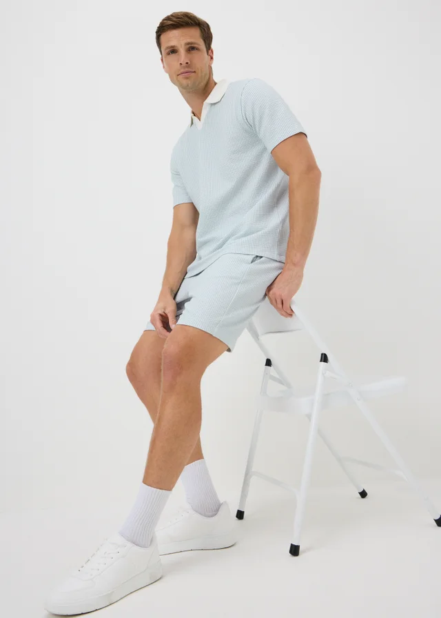 Blue Seersucker Stripe Co Ord Shorts