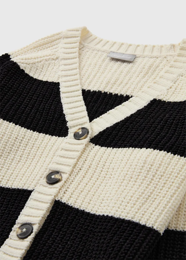 Girls Black/Cream Striped Cardigan
