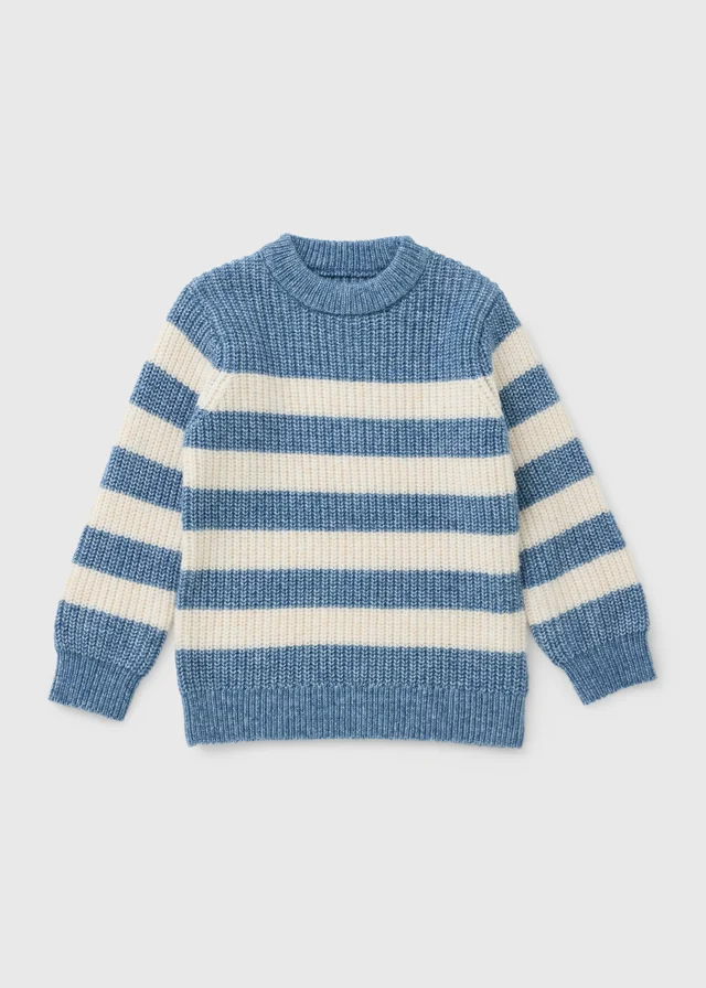 Boys Blue Stripe Fisherman Knitted Jumper (1-8yrs)