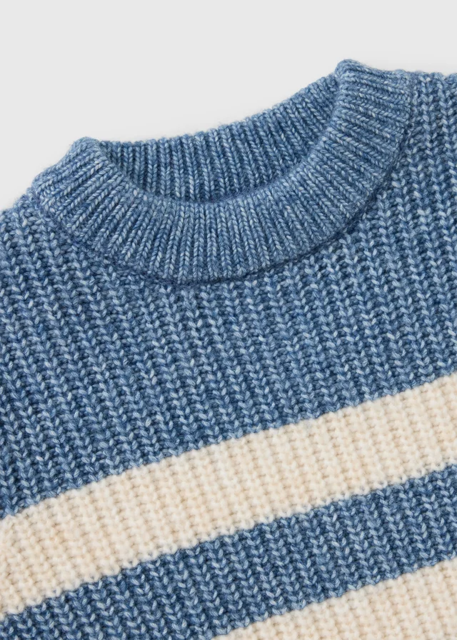 Boys Blue Stripe Fisherman Knitted Jumper (1-8yrs)