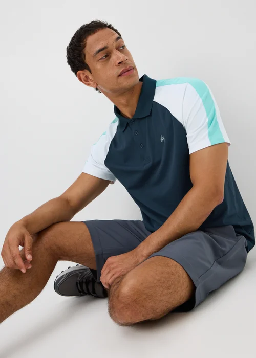 Souluxe Navy Panel Golf Polo Shirt - S Image 1