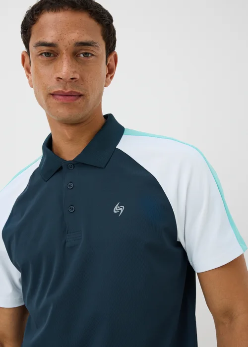 Souluxe Navy Panel Golf Polo Shirt - S Image 3