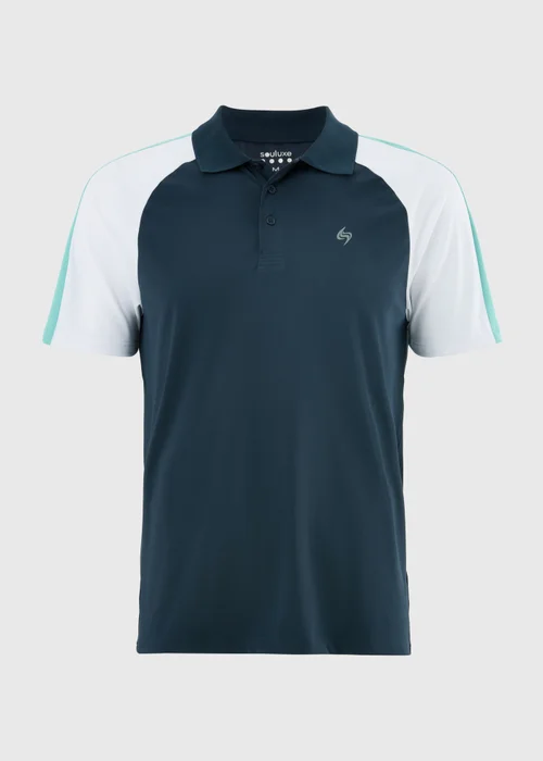 Souluxe Navy Panel Golf Polo Shirt - S Image 4