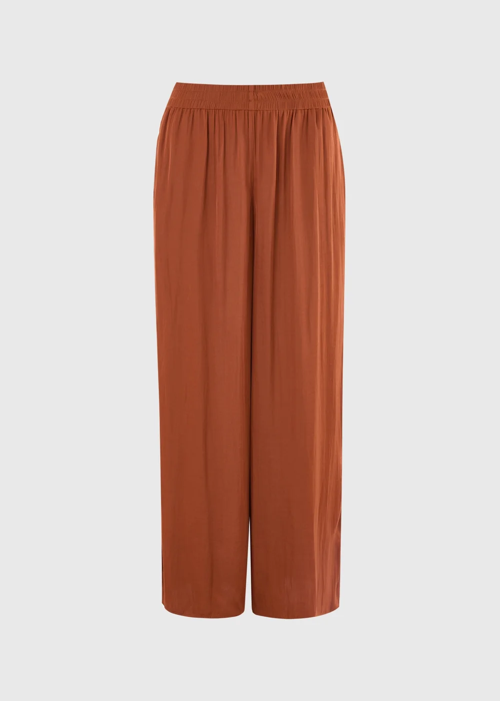 Terracotta Satin Wide Leg Trousers - 8/L29 Image 2