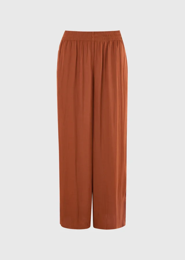 Terracotta Satin Wide Leg Trousers