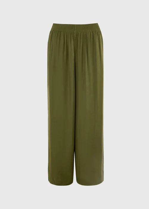 Khaki Satin Wide Leg Co Ord Trousers - 10/L29 Image 4