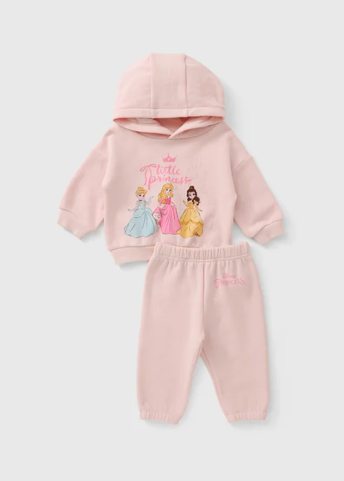 Girls Pink Princess Hoodie & Jogger Set (0-18mths) - Up to 1 Month Image 1