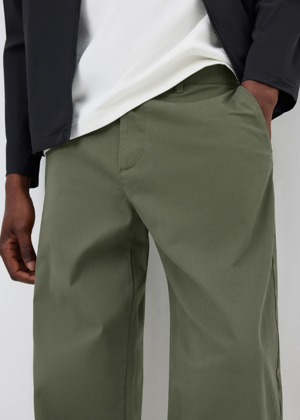 Khaki Green Straight Leg Chinos - 30 Waist Regular Image 3