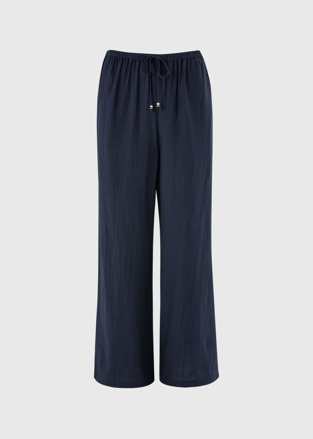 Navy Textured Wide Leg Co Ord Trousers - 8/L29 Image 4