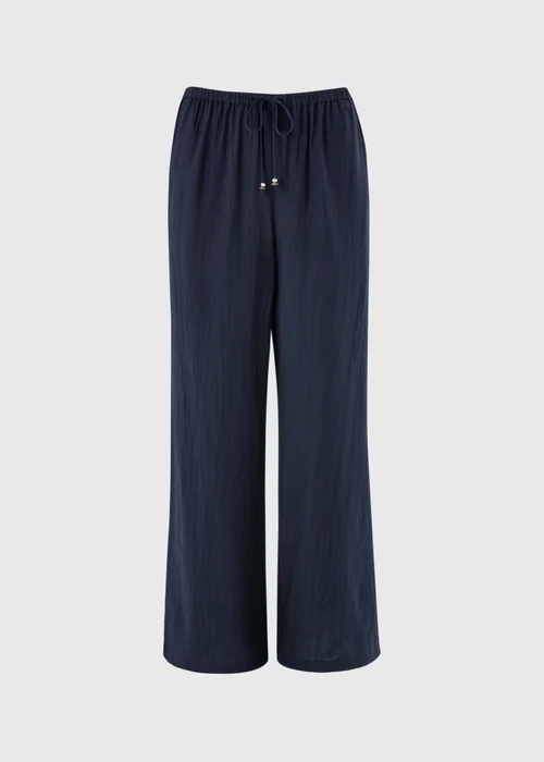 Navy Textured Wide Leg Co Ord Trousers - 8/L29 Image 4