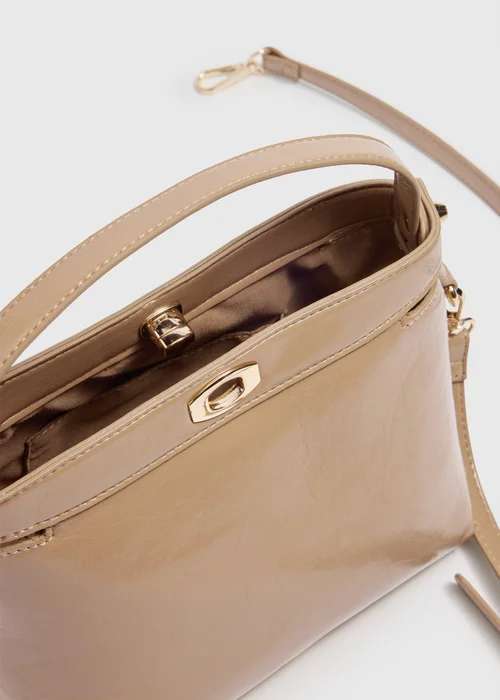 Beige Top Handle Crossbody Bag - One Size Image 1