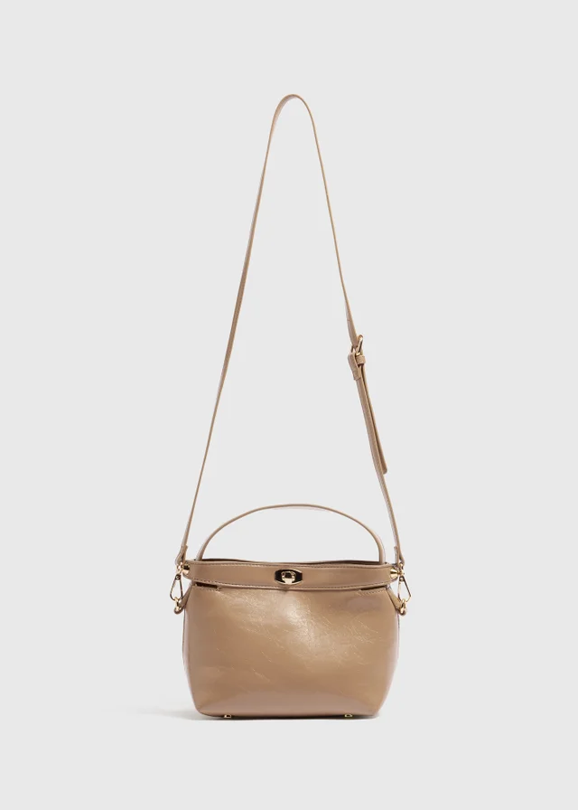 Beige Top Handle Crossbody Bag