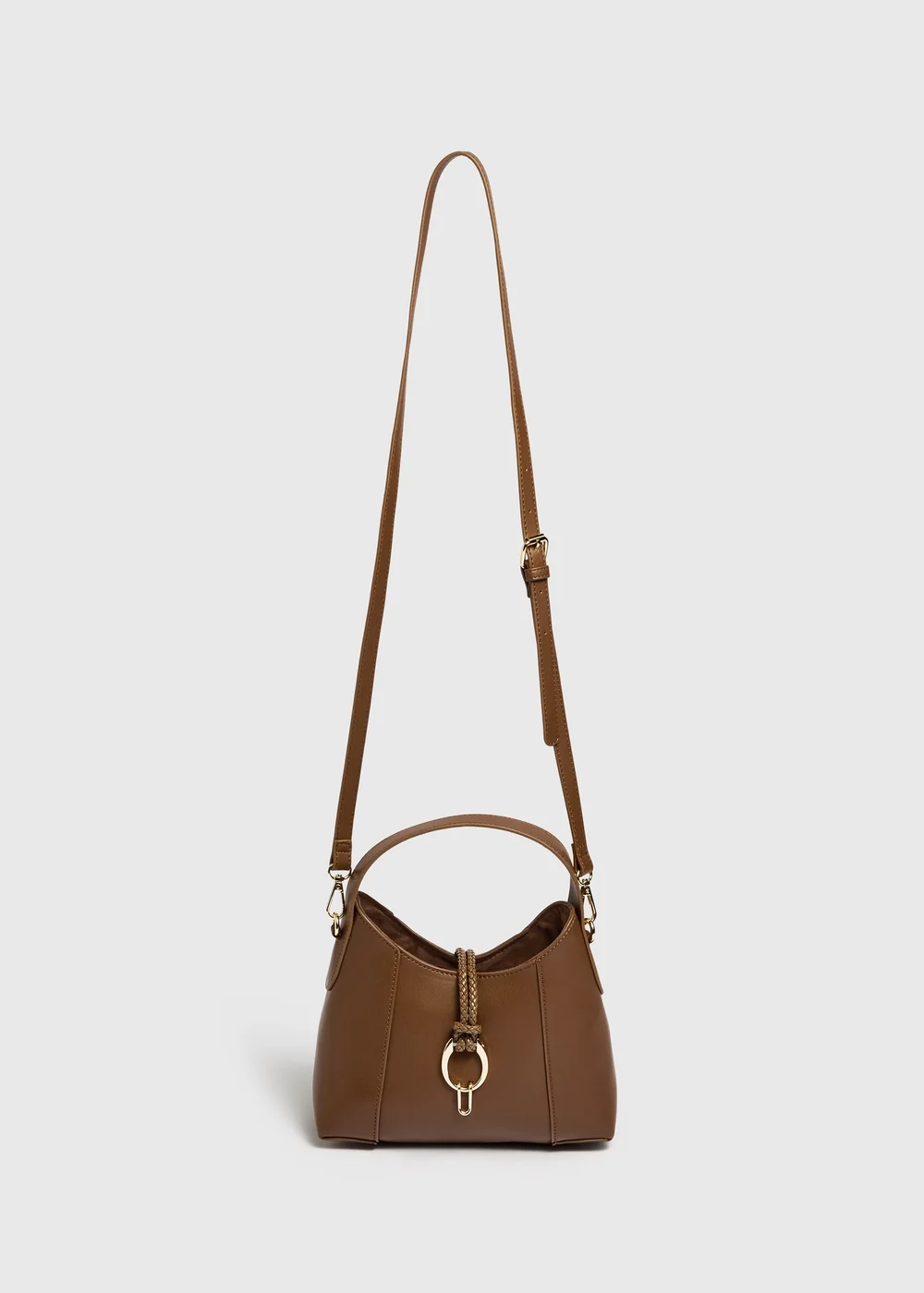 Chocolate Brown Bucket Crossbody Bag - One Size Image 1