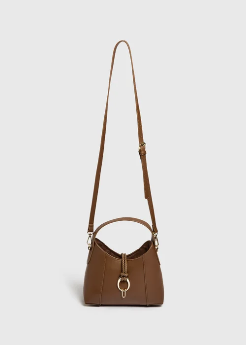 Chocolate Brown Bucket Crossbody Bag - One Size Image 1