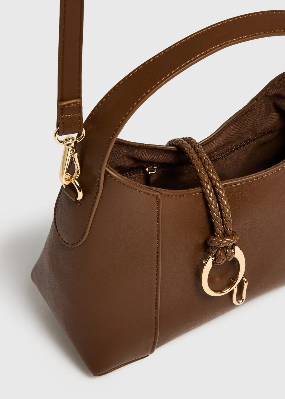 Chocolate Brown Bucket Crossbody Bag - One Size Image 2