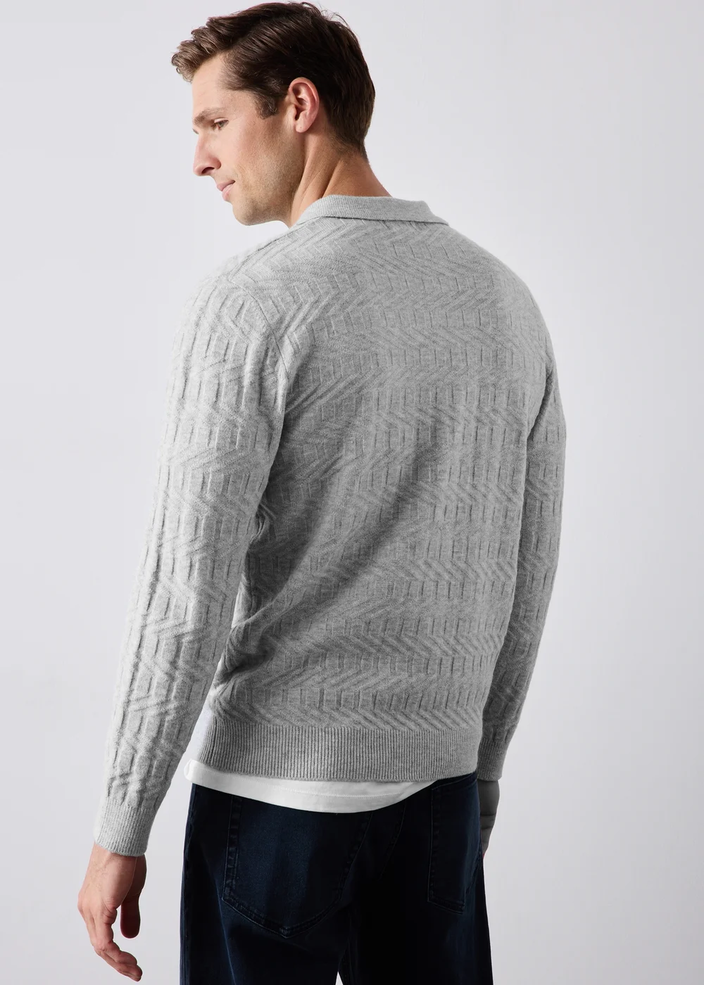 Grey Heavy Knitted Polo - S Image 2