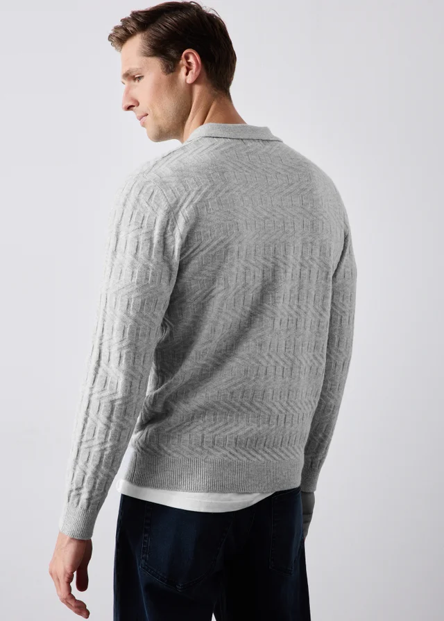 Grey Heavy Knitted Polo